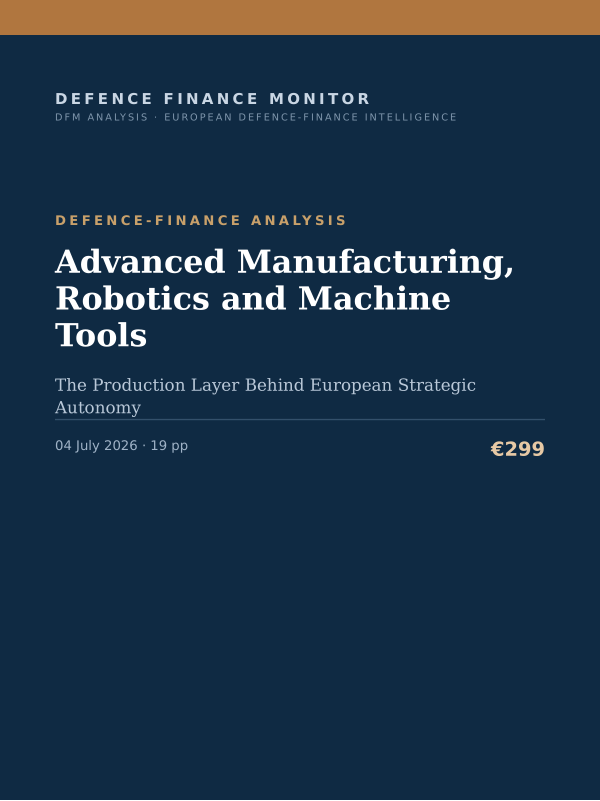 Cover of the DFM report “Advanced Manufacturing, Robotics and Machine Tools” — Defence-Finance Analysis, 19-page PDF