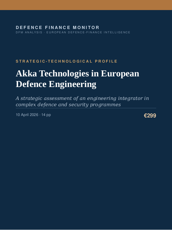 Cover of the DFM report “Akka Technologies in European Defence Engineering” — Strategic-Technological Profile, 14-page PDF