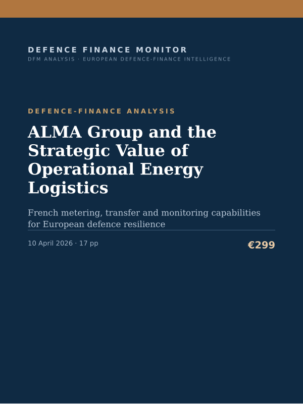 Cover of the DFM report “ALMA Group and the Strategic Value of Operational Energy Logistics” — Defence-Finance Analysis, 17-page PDF