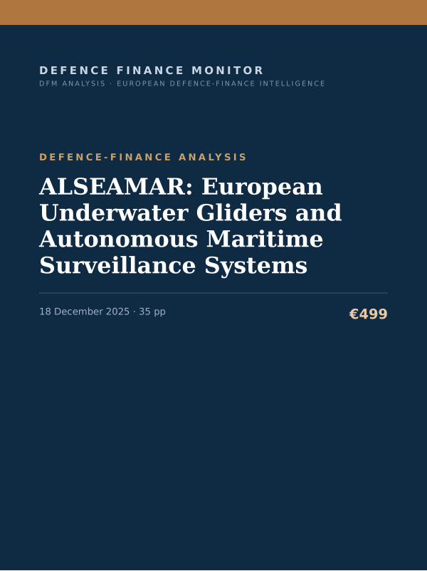 Cover of the DFM report “ALSEAMAR: European Underwater Gliders and Autonomous Maritime Surveillance Systems” — Defence-Finance Analysis, 35-page PDF