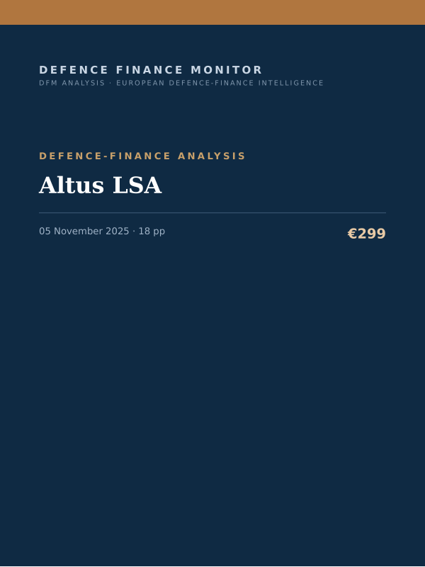 Cover of the DFM report “Altus LSA” — Defence-Finance Analysis, 18-page PDF