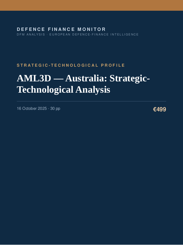 Cover of the DFM report “AML3D — Australia: Strategic-Technological Analysis” — Strategic-Technological Profile, 30-page PDF