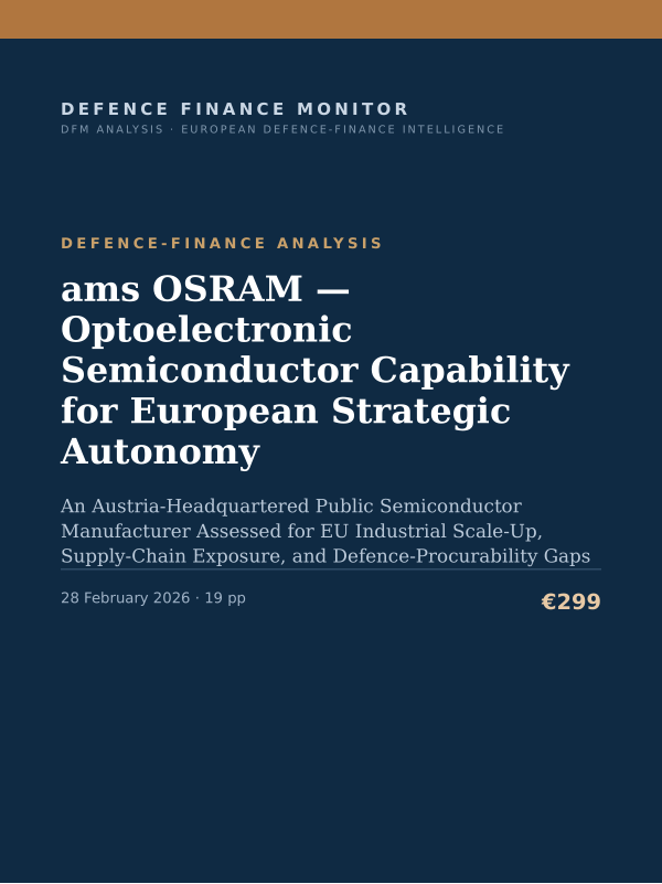 Cover of the DFM report “ams OSRAM — Optoelectronic Semiconductor Capability for European Strategic Autonomy” — Defence-Finance Analysis, 19-page PDF