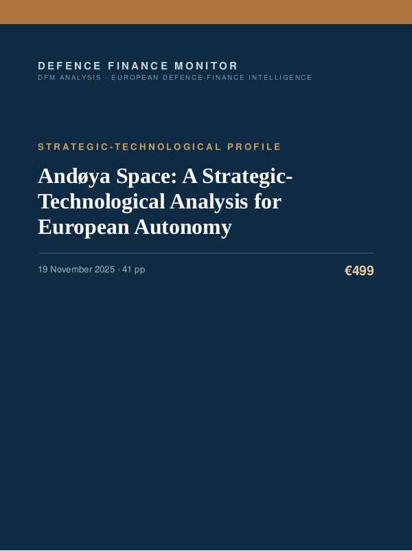 Cover of the DFM report “Andøya Space: A Strategic-Technological Analysis for European Autonomy” — Strategic-Technological Profile, 41-page PDF