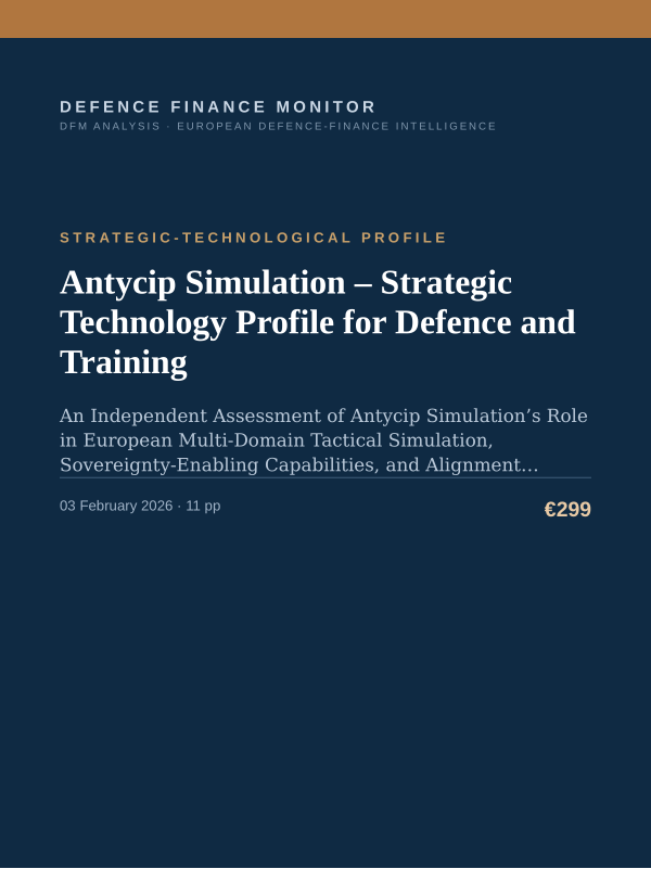 Cover of the DFM report “Antycip Simulation – Strategic Technology Profile for Defence and Training” — Strategic-Technological Profile, 11-page PDF