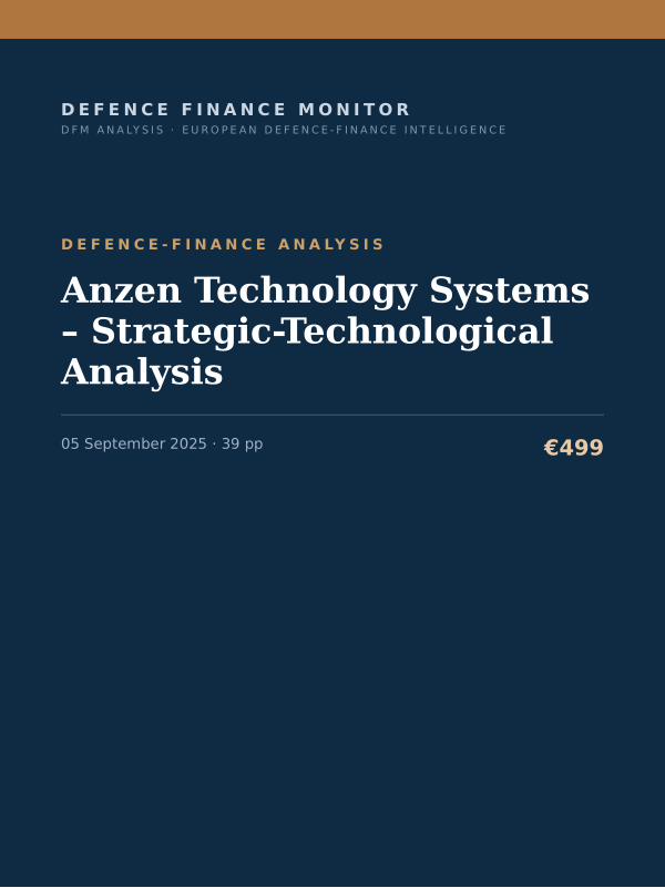 Cover of the DFM report “Anzen Technology Systems – Strategic-Technological Analysis” — Defence-Finance Analysis, 39-page PDF