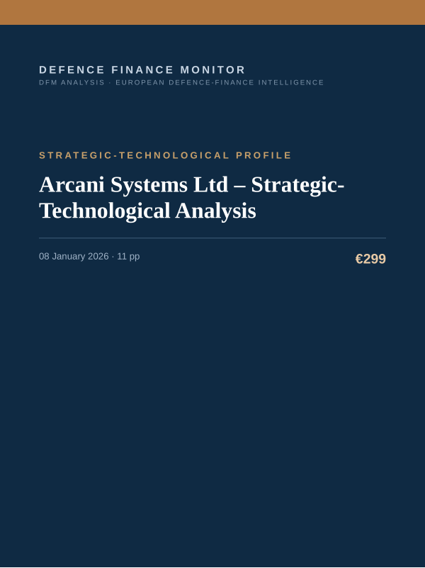 Cover of the DFM report “Arcani Systems Ltd – Strategic-Technological Analysis” — Strategic-Technological Profile, 11-page PDF