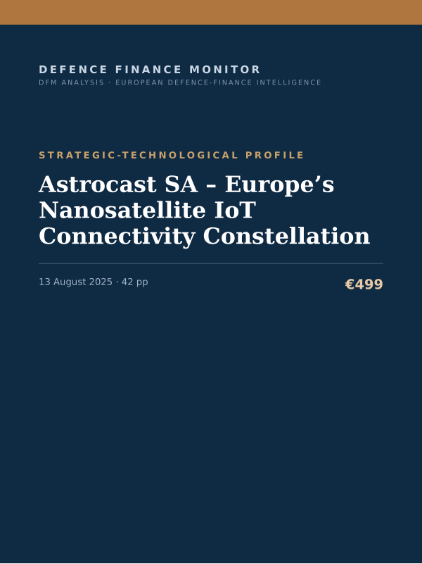 Cover of the DFM report “Astrocast SA – Europe’s Nanosatellite IoT Connectivity Constellation” — Strategic-Technological Profile, 42-page PDF
