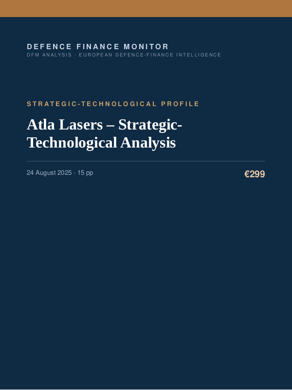 Cover of the DFM report “Atla Lasers – Strategic-Technological Analysis” — Strategic-Technological Profile, 15-page PDF