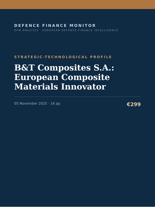 Cover of the DFM report “B&T Composites S.A.: European Composite Materials Innovator” — Strategic-Technological Profile, 16-page PDF