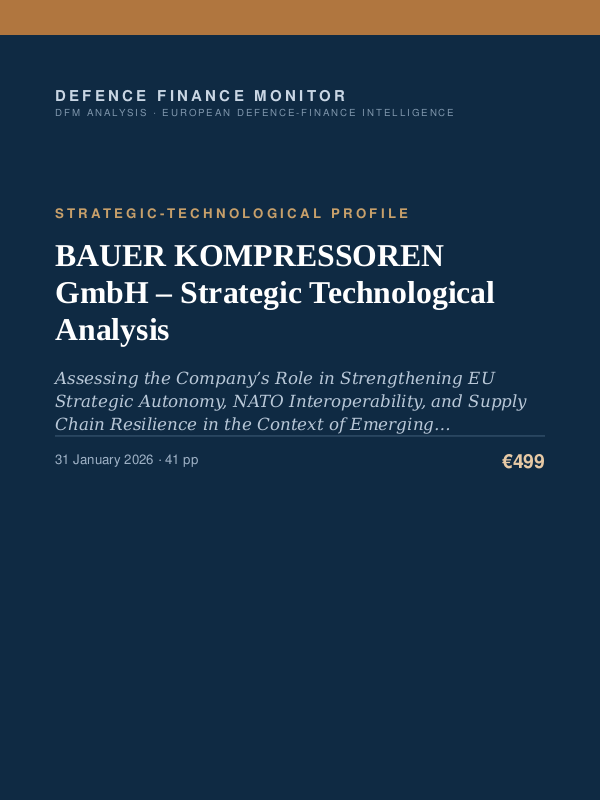 Cover of the DFM report “BAUER KOMPRESSOREN GmbH – Strategic Technological Analysis” — Strategic-Technological Profile, 41-page PDF