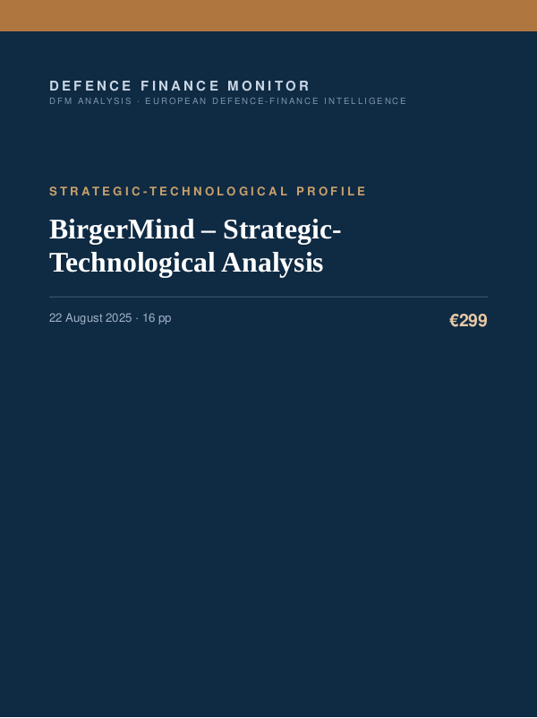 Cover of the DFM report “BirgerMind – Strategic-Technological Analysis” — Strategic-Technological Profile, 16-page PDF