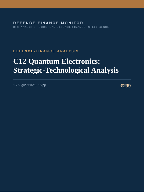 Cover of the DFM report “C12 Quantum Electronics: Strategic-Technological Analysis” — Defence-Finance Analysis, 15-page PDF