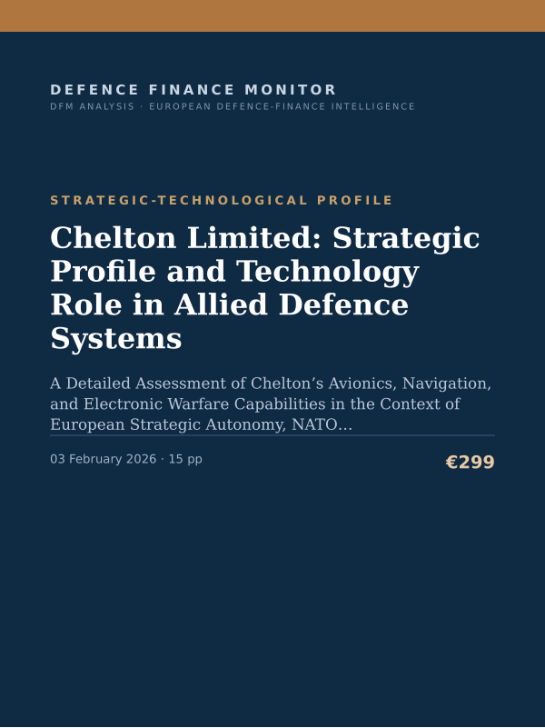Cover of the DFM report “Chelton Limited: Strategic Profile and Technology Role in Allied Defence Systems” — Strategic-Technological Profile, 15-page PDF