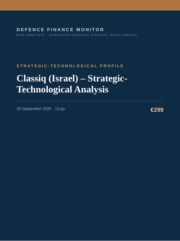 Cover of the DFM report “Classiq (Israel) – Strategic-Technological Analysis” — Strategic-Technological Profile, 13-page PDF