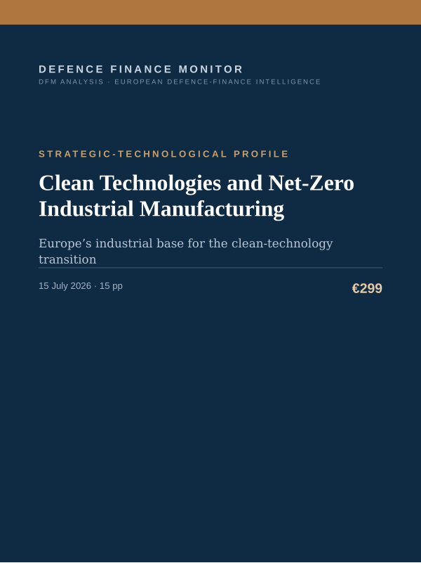 Cover of the DFM report “Clean Technologies and Net-Zero Industrial Manufacturing” — Strategic-Technological Profile, 15-page PDF