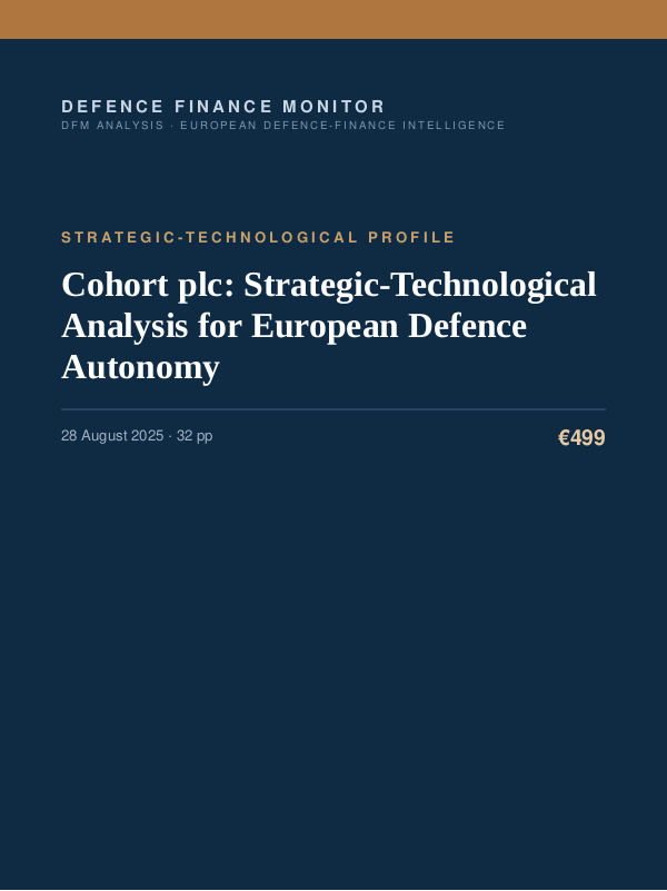 Cover of the DFM report “Cohort plc: Strategic-Technological Analysis for European Defence Autonomy” — Strategic-Technological Profile, 32-page PDF