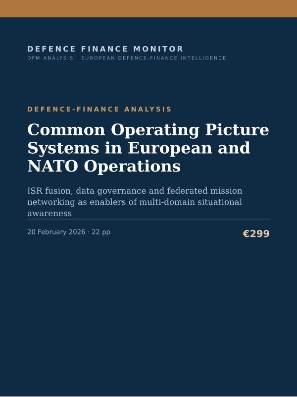 Cover of the DFM report “Common Operating Picture Systems in European and NATO Operations” — Defence-Finance Analysis, 22-page PDF