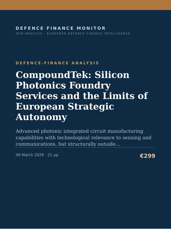 Cover of the DFM report “CompoundTek: Silicon Photonics Foundry Services and the Limits of European Strategic Autonomy” — Defence-Finance Analysis, 21-page PDF
