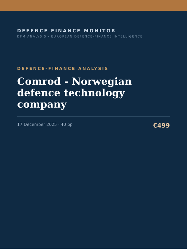 Cover of the DFM report “Comrod - Norwegian defence technology company” — Defence-Finance Analysis, 40-page PDF