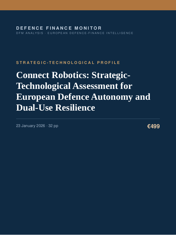 Cover of the DFM report “Connect Robotics: Strategic-Technological Assessment for European Defence Autonomy and Dual-Use Resilience” — Strategic-Technological Profile, 32-page PDF