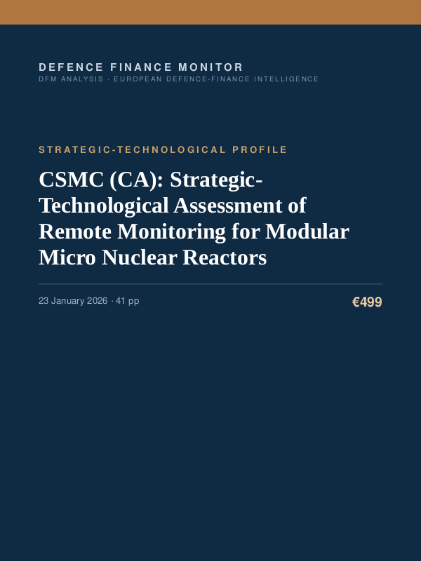 Cover of the DFM report “CSMC (CA): Strategic-Technological Assessment of Remote Monitoring for Modular Micro Nuclear Reactors” — Strategic-Technological Profile, 41-page PDF