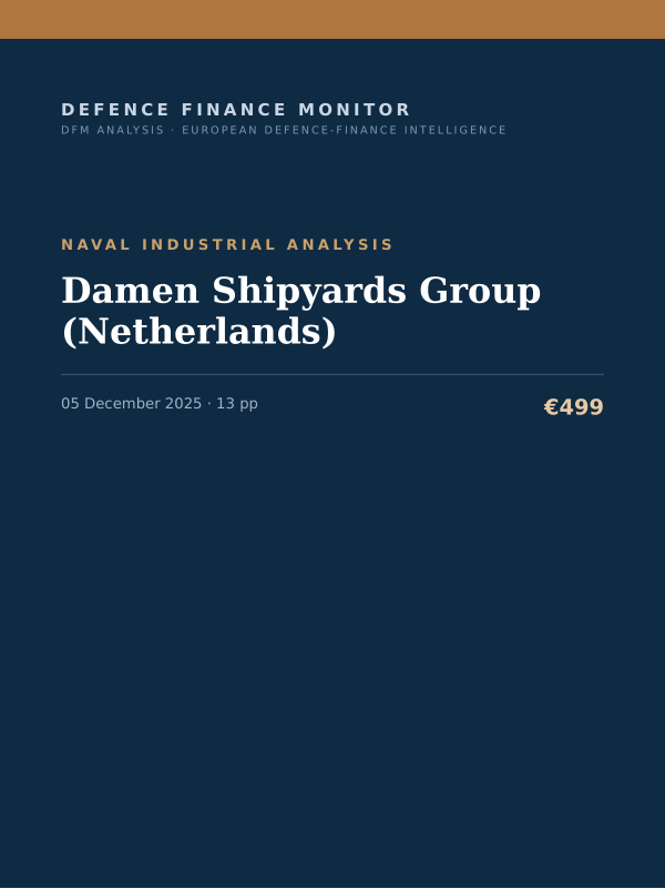 Cover of the DFM report “Damen Shipyards Group (Netherlands)” — Naval Industrial Analysis, 13-page PDF