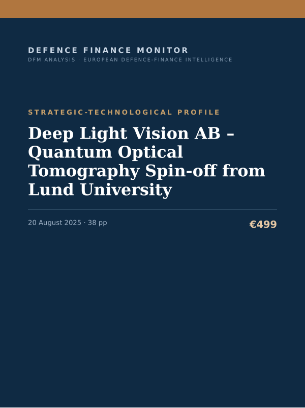 Cover of the DFM report “Deep Light Vision AB – Quantum Optical Tomography Spin‑off from Lund University” — Strategic-Technological Profile, 38-page PDF