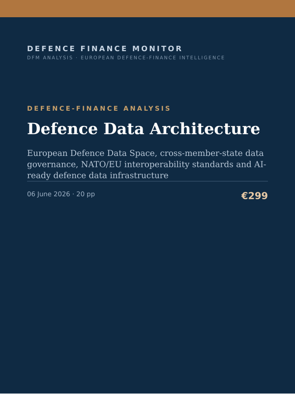 Cover of the DFM report “Defence Data Architecture” — Defence-Finance Analysis, 20-page PDF