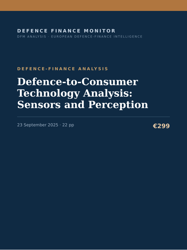 Cover of the DFM report “Defence-to-Consumer Technology Analysis: Sensors and Perception” — Defence-Finance Analysis, 22-page PDF