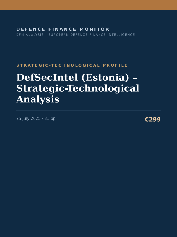 Cover of the DFM report “DefSecIntel (Estonia) – Strategic-Technological Analysis” — Strategic-Technological Profile, 31-page PDF