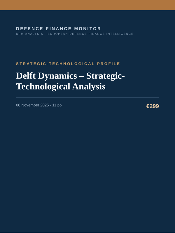 Cover of the DFM report “Delft Dynamics – Strategic-Technological Analysis” — Strategic-Technological Profile, 11-page PDF