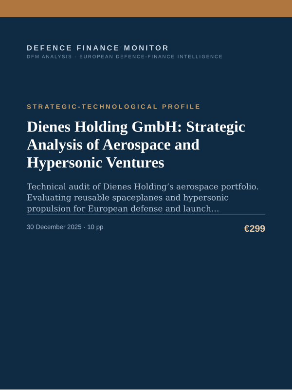 Cover of the DFM report “Dienes Holding GmbH: Strategic Analysis of Aerospace and Hypersonic Ventures” — Strategic-Technological Profile, 10-page PDF