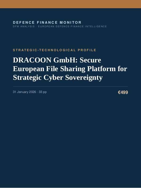 Cover of the DFM report “DRACOON GmbH: Secure European File Sharing Platform for Strategic Cyber Sovereignty” — Strategic-Technological Profile, 33-page PDF