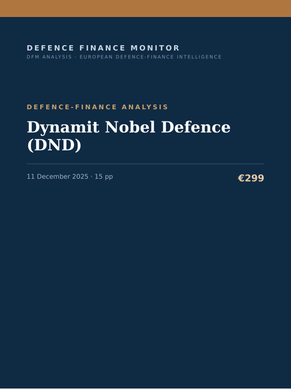 Cover of the DFM report “Dynamit Nobel Defence (DND)” — Defence-Finance Analysis, 15-page PDF