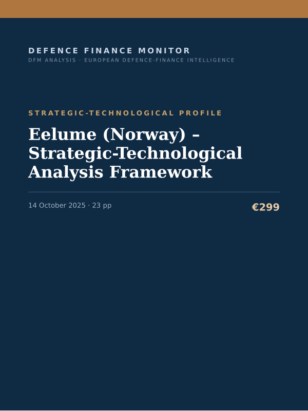 Cover of the DFM report “Eelume (Norway) – Strategic-Technological Analysis Framework” — Strategic-Technological Profile, 23-page PDF