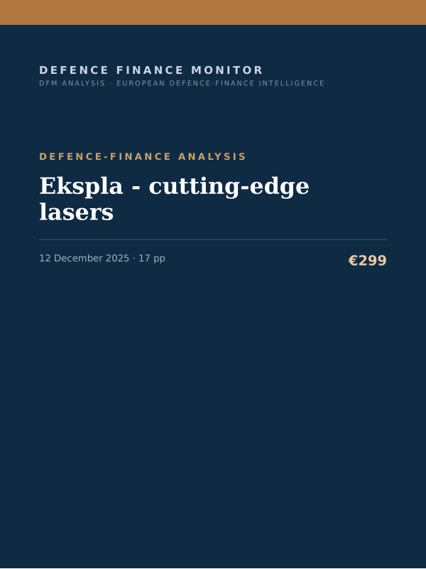 Cover of the DFM report “Ekspla - cutting-edge lasers” — Defence-Finance Analysis, 17-page PDF