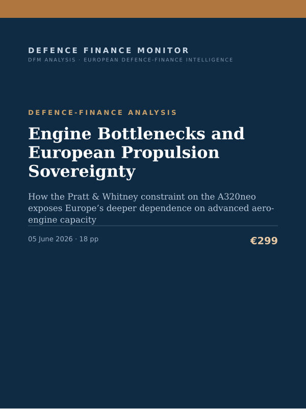 Cover of the DFM report “Engine Bottlenecks and European Propulsion Sovereignty” — Defence-Finance Analysis, 18-page PDF