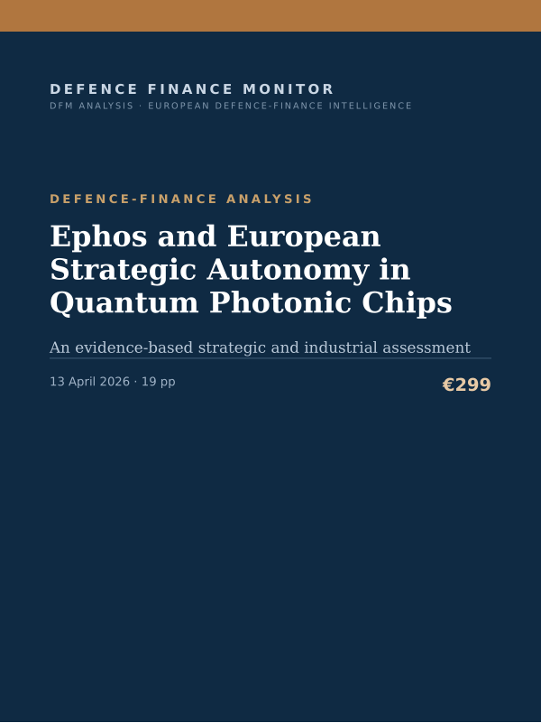 Cover of the DFM report “Ephos and European Strategic Autonomy in Quantum Photonic Chips” — Defence-Finance Analysis, 19-page PDF