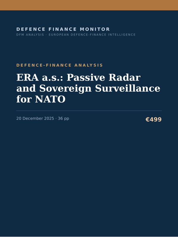Cover of the DFM report “ERA a.s.: Passive Radar and Sovereign Surveillance for NATO” — Defence-Finance Analysis, 36-page PDF