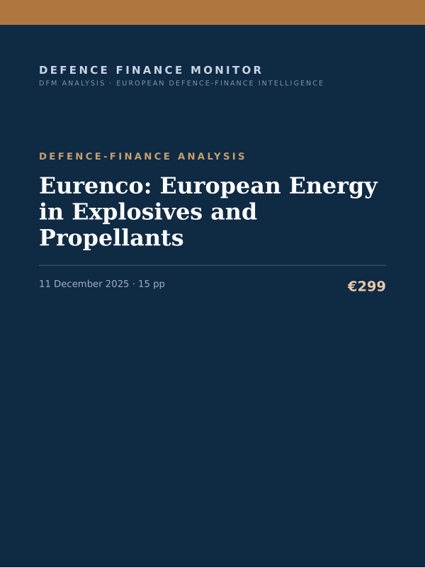 Cover of the DFM report “Eurenco: European Energy in Explosives and Propellants” — Defence-Finance Analysis, 15-page PDF