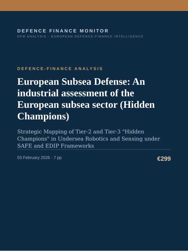 Cover of the DFM report “European Subsea Defense: An industrial assessment of the European subsea sector (Hidden Champions)” — Defence-Finance Analysis, 7-page PDF