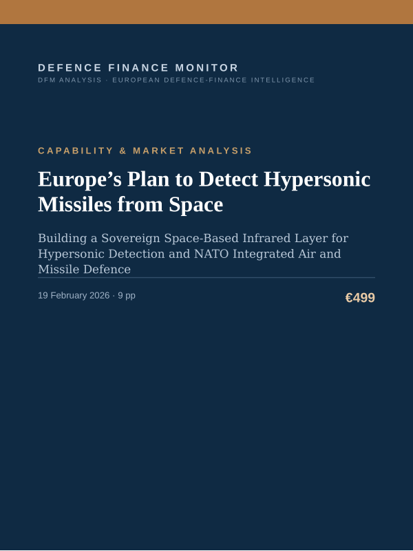 Cover of the DFM report “Europe’s Plan to Detect Hypersonic Missiles from Space” — Capability & Market Analysis, 9-page PDF
