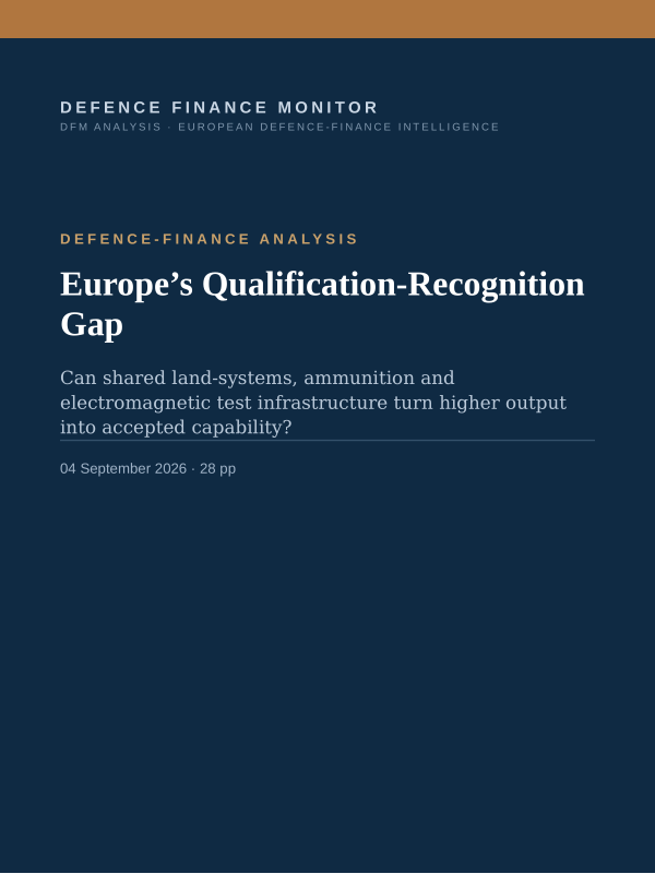 Cover of the DFM report “Europe’s Qualification-Recognition Gap” — Defence-Finance Analysis, 28-page PDF