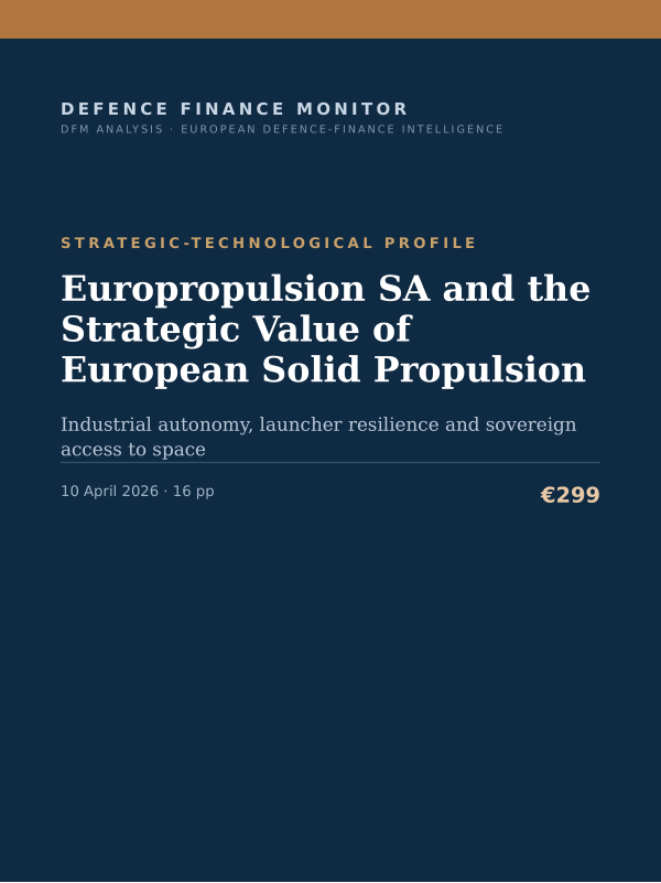 Cover of the DFM report “Europropulsion SA and the Strategic Value of European Solid Propulsion” — Strategic-Technological Profile, 16-page PDF
