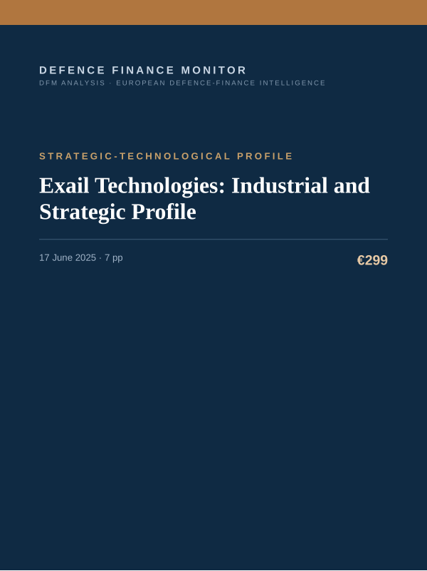 Cover of the DFM report “Exail Technologies: Industrial and Strategic Profile” — Strategic-Technological Profile, 7-page PDF