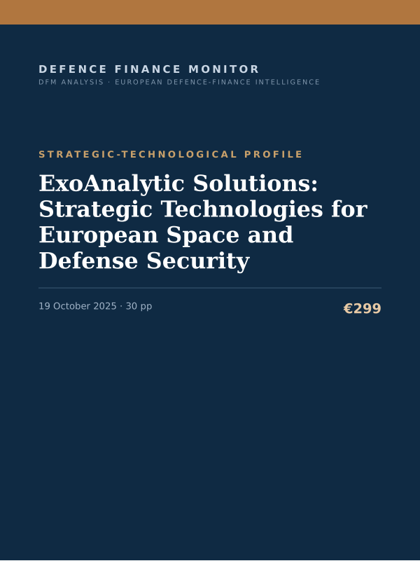 Cover of the DFM report “ExoAnalytic Solutions: Strategic Technologies for European Space and Defense Security” — Strategic-Technological Profile, 30-page PDF