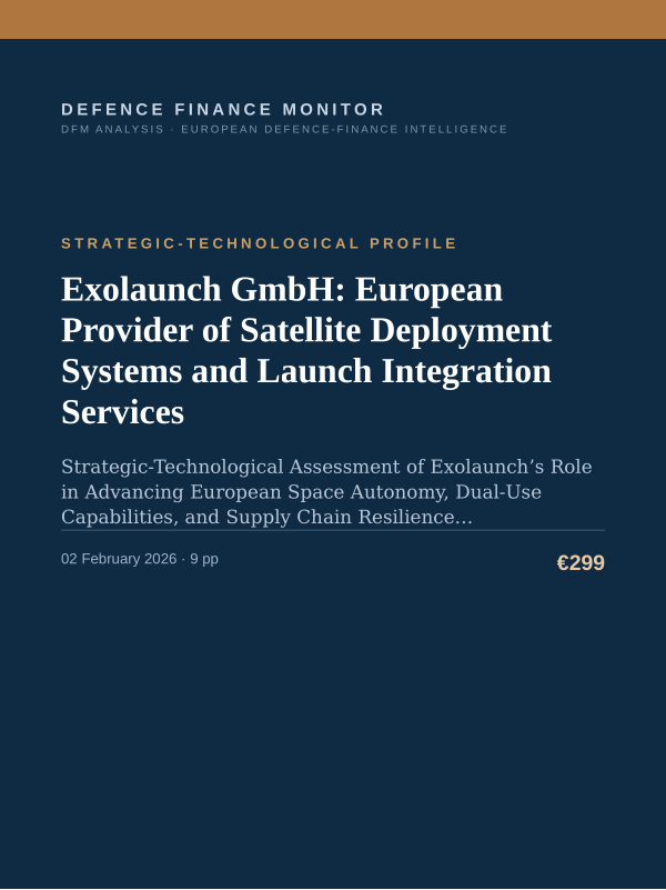 Cover of the DFM report “Exolaunch GmbH: European Provider of Satellite Deployment Systems and Launch Integration Services” — Strategic-Technological Profile, 9-page PDF