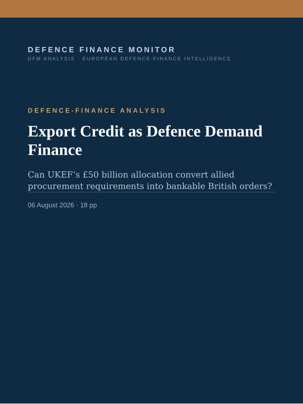 Cover of the report Export Credit as Defence Demand Finance