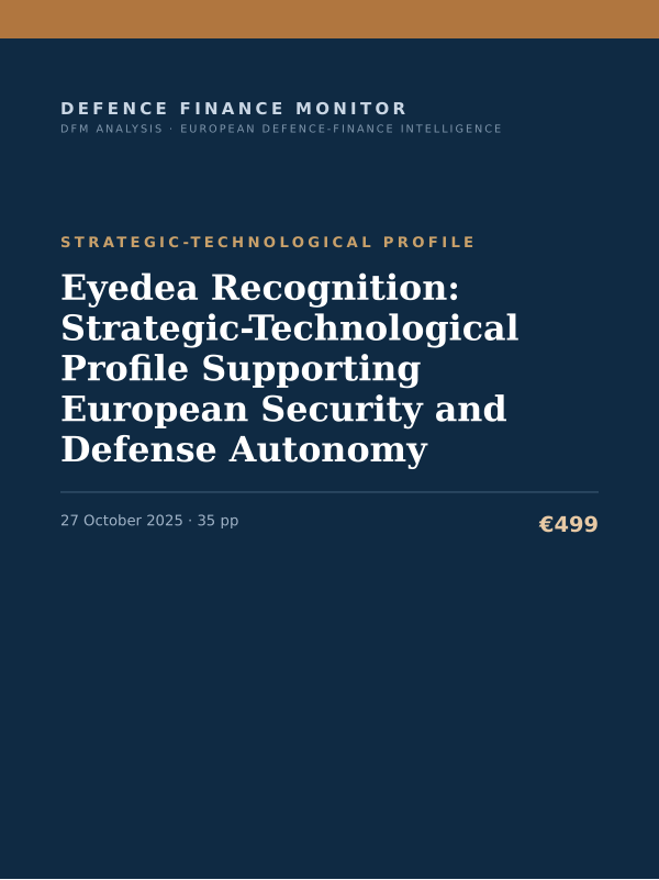Cover of the DFM report “Eyedea Recognition: Strategic-Technological Profile Supporting European Security and Defense Autonomy” — Strategic-Technological Profile, 35-page PDF